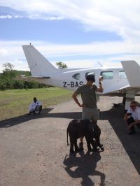 Moyo getting his fluids prior to take off